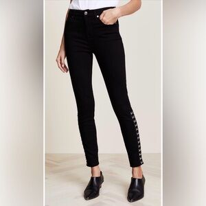 7 For All Mankind High Waisted Ankle Skinny Jeans. Hook Hem